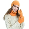 thumbnail image 1 of Hat Scarf Gloves Set Classic Unisex Thermal Gloves Loop Scarf Ribbed Knit Cap, 1 of 10