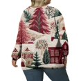 thumbnail image 4 of Christmas Sweatshirts for Women Cute Shirt Fall Pullover Top with Christmas Tree Print for Festive Outfits and Gifts,Vermilion,4XL, 4 of 4