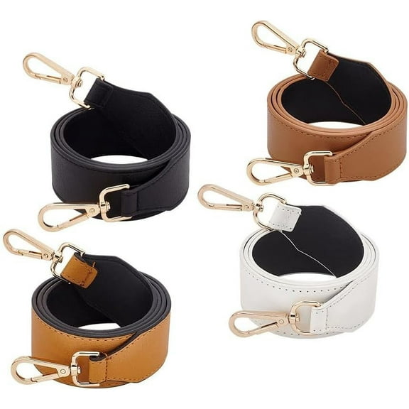 4 Colors 1.5 Inch Leather Bag Wide Shoulder Strap Leather Strap for Crossbody Bag Replacement Wallet Strap Removable Tote Bag Shoulder Strap with Gold Lobster Buckle