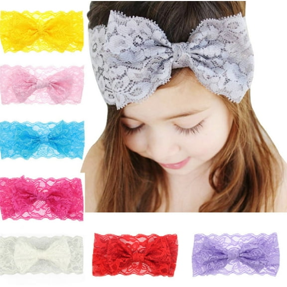 8-Piece Baby Girl Headband Set – Toddler Lace Bow Flower Hair Bands for Adorable Accessories TIKA