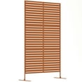 thumbnail image 2 of Outsunny Decorative Metal Outdoor Privacy Screen, Freestanding Privacy Fence Screen Outdoor Divider with Stand, 78" H x 48" W, Brown, 2 of 9