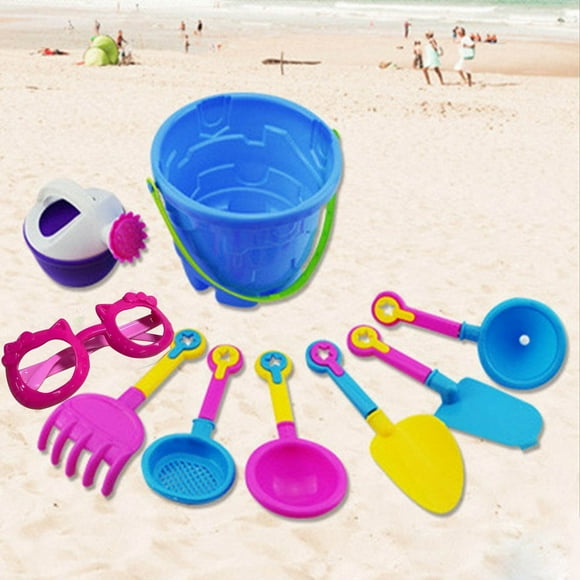 EGNMCR Beach Toys Children's Beach Sand Toy Set, Beach Bucket, Watering Can, Shovel, Rake,, Plastic beach toys Birthday Gifts for Kids