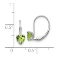 thumbnail image 2 of Real 14kt White Gold 5mm Heart Peridot Leverback Earrings; for Adults and Teens; for Women and Men, 2 of 2