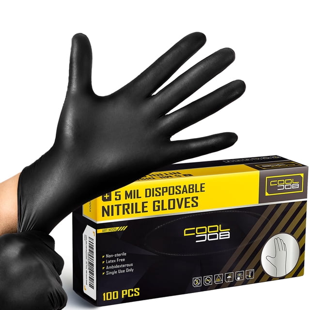 Guantes desechables de nitrilo COOLJOB, 5 mil, 100 unidades, grandes