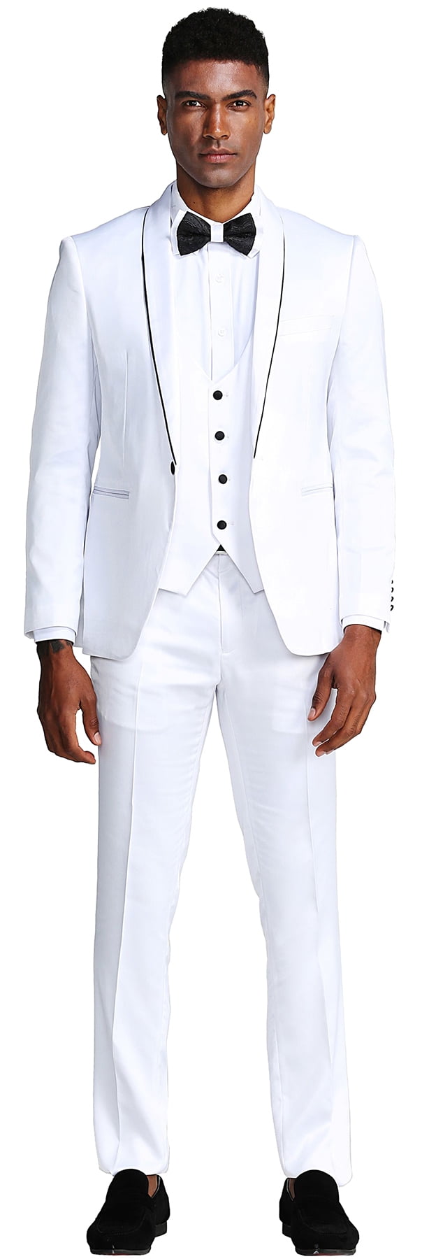 SoCool Slim-fit White Premium Flower Tuxedo Prom Wedding Groom 3-Piece Suit SoCool Slim-fit White Premium Flower Tuxedo Prom Wedding Groom 3-Piece Suit