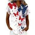 thumbnail image 2 of Mifsaly Short Sleeve Button Down Shirts for Women Lapel Collar V Neck Blouses Patriotic Hearts American Flag Print Independence Day Tops 2026 XXL, 2 of 6