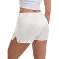 thumbnail image 3 of INSPIRE CHIC Mother's Day Women's Side Slits Ice Silk Knickers Loose Fit Mid-Waisted Full Coverage Solid Slip Shorts S White, 3 of 5
