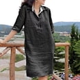 thumbnail image 5 of TNOBHG Soft Dress Women Dress Loose Three-quarter Sleeves Solid Color Lapel Knee Length Soft A-line Casual Spring Summer Midi Dress, 5 of 8