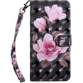 thumbnail image 6 of Samsung Galaxy S21 Wallet Case for Women, Premium PU Leather Prints Flip Cute Cover with Card Holder & Kickstand Feature Phone Case for Samsung Galaxy S21 Black Pink Flower, 6 of 6