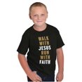 thumbnail image 3 of Walk With Jesus Christ Run Religious Crewneck T Shirts Boy Girl Teen Brisco Brands X, 3 of 6