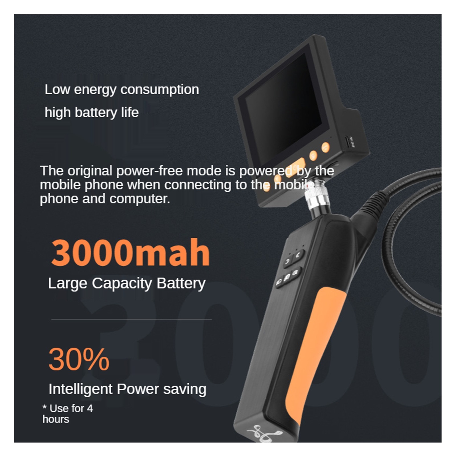360 Degree Rotary Endoscope 8MM Rotation Sewer Endoscopic Piping Steering Inspection Camera Articulate Video Borescope For Cars for Measurement