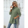 thumbnail image 3 of Long Sleeve Shirts for Women High Neck Casual Tunic Tops  Green XL, 3 of 8