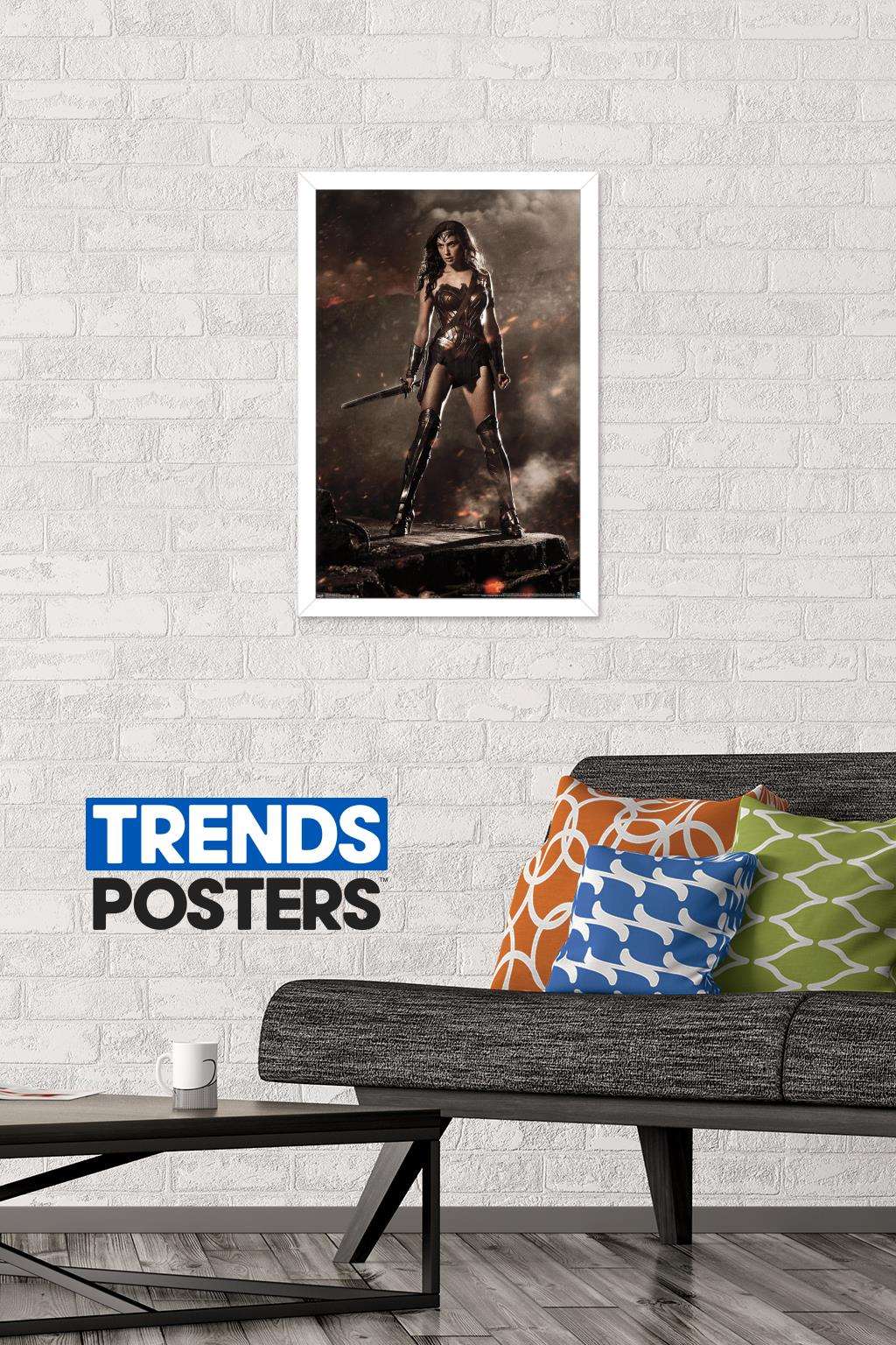 DC Comics Movie - Batman v Superman - Wonder Woman Wall Poster, 14.725" x 22.375", Framed