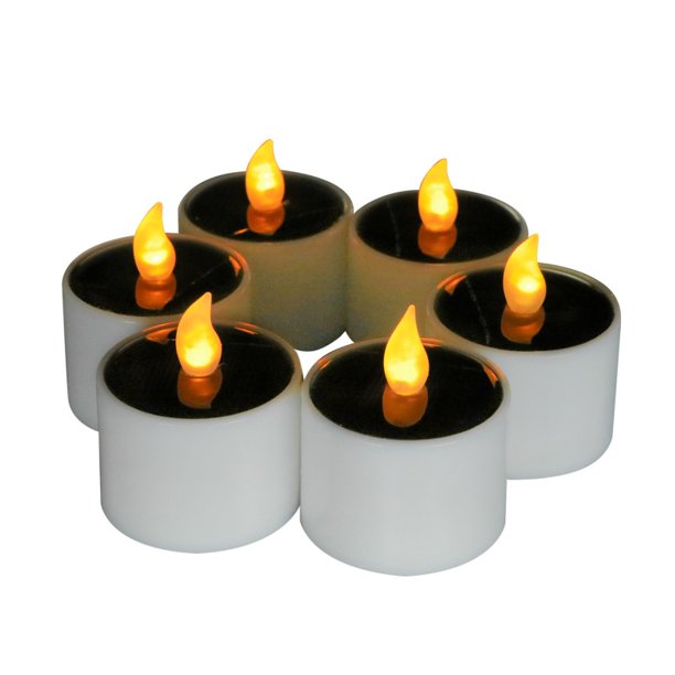 Velas solares impermeables para exteriores, velas falsas, luces de poste con energía Solar, pequeña candelita sin llama, Led decorativa (cálida), 6 uds.