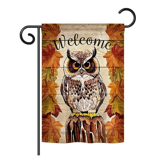 Breeze Decor BD-BI-G-105052-IP-BO-DS02-US Owl Watching Garden Friends - Everyday Birds Impressions Decorative Vertical Garden Flag - 13 x 18.5 in.