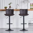thumbnail image 5 of YOUNIKE Bar Stools Set of 2 Brown Soft Adjustable Swivel Bar Height Counter Stools, 5 of 7