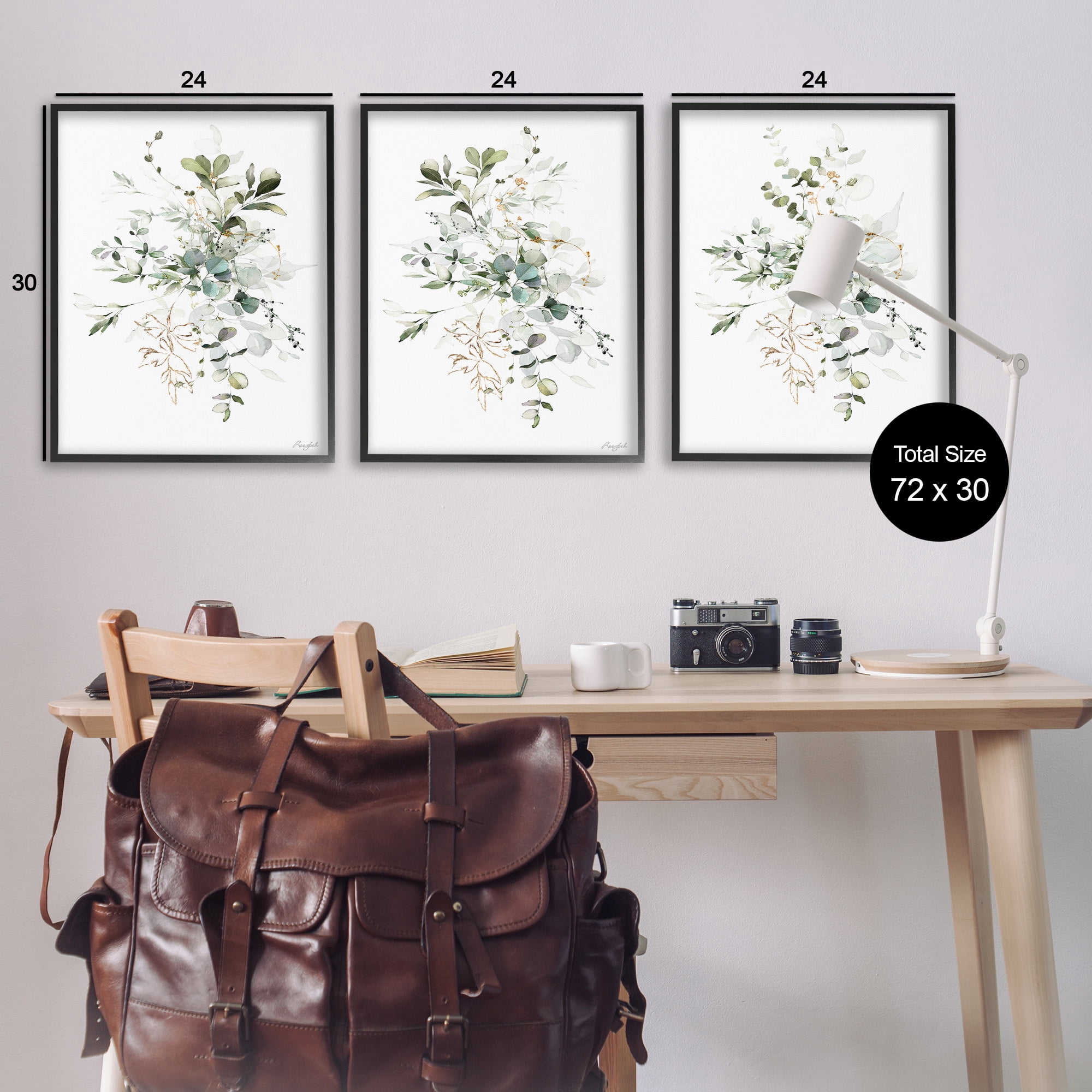 Stupell Industries Herbal Botanicals Pattern Botanical & Floral Painting Black Framed Art Print Wall Art, 24 x 30, Set of 3