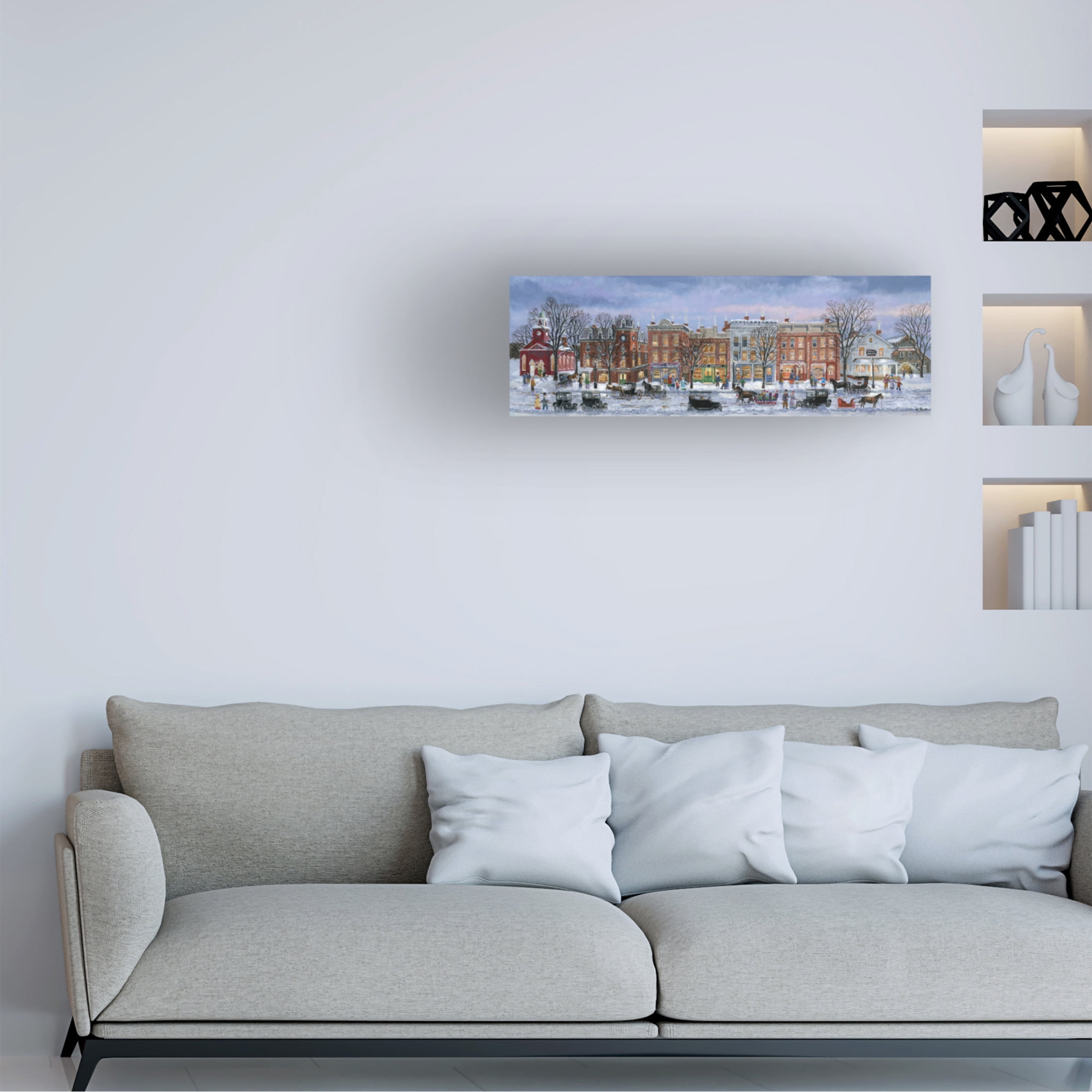 Canvas Wall Art - Bob Fair 'Winter Shopping' Wall Art for Living Room, Bedroom, or Office Décor by Trademark Fine Art - 19 x 6 Inches