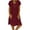 Wine, variant on Summer Beach Dresses for Womens 2025 Plus Size Fashion Loose V-Neck Solid Short Sleeve Cotton And Linen Dress