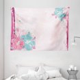 thumbnail image 1 of Flower Tapestry, Bouquet of Hibiscus Florets Watercolor Elegance Beauty Artwork, Wall Hanging for Bedroom Living Room Dorm Decor, 80W X 60L Inches, Light Pink Fuchsia Turquoise, by Ambesonne, 1 of 2