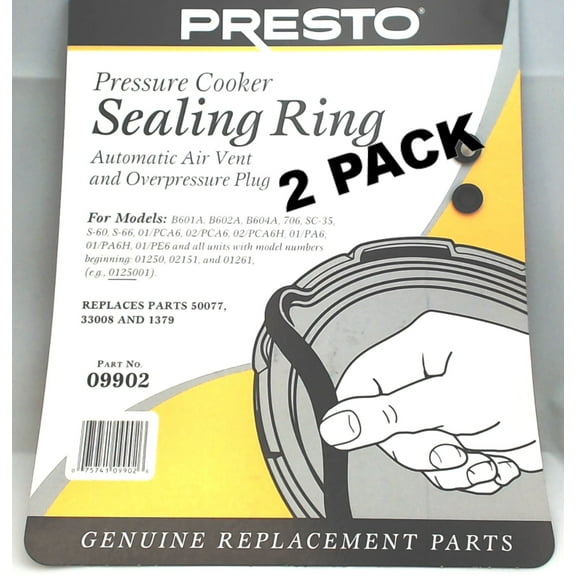 2 Pk, Presto Pressure Cooker Sealing Ring Gasket For 6 Qt, 09902