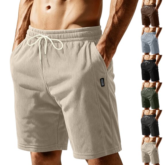 EOYWHK Golf Shorts with Pockets Elastic Waist Drawstring Mens Golf Shorts Soft Lightweight Breathable for Hiking Camping Travel Casual Wear Army Green, Size L