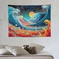 thumbnail image 4 of GOSMITH  Ocean Wave Tapestry Wall Hanging, Colorful Sea with Sun Sunset Tapestry,3D The Great Wave Tapestry Japanese Tapestry for Living Room Bedroom Dorm Decor, 4 of 7