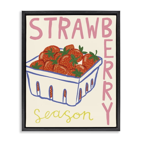 Stupell Industries Summer Strawberry Season Food & Beverage Painting Black Floater Framed Canvas Art Print Wall Art, 17 x 21