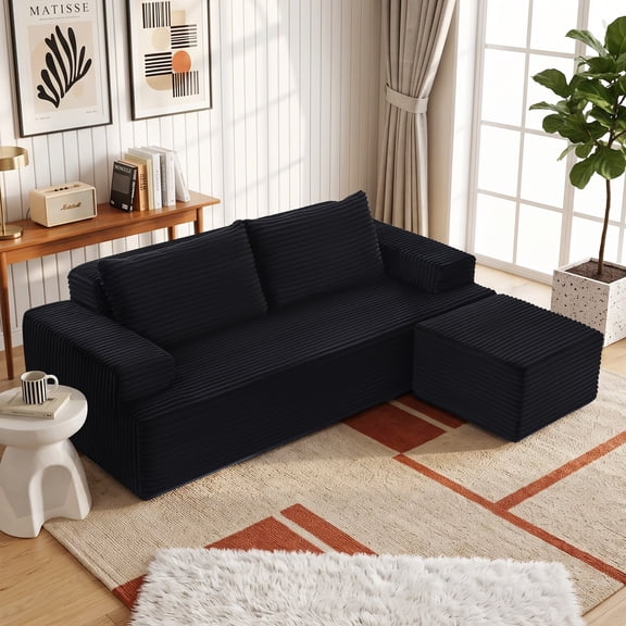 GJQ Modular Sectional Cloud Couch,L Shaped Boneless Deep Seat Sofa with Movable Ottoman,,No Assembly Required