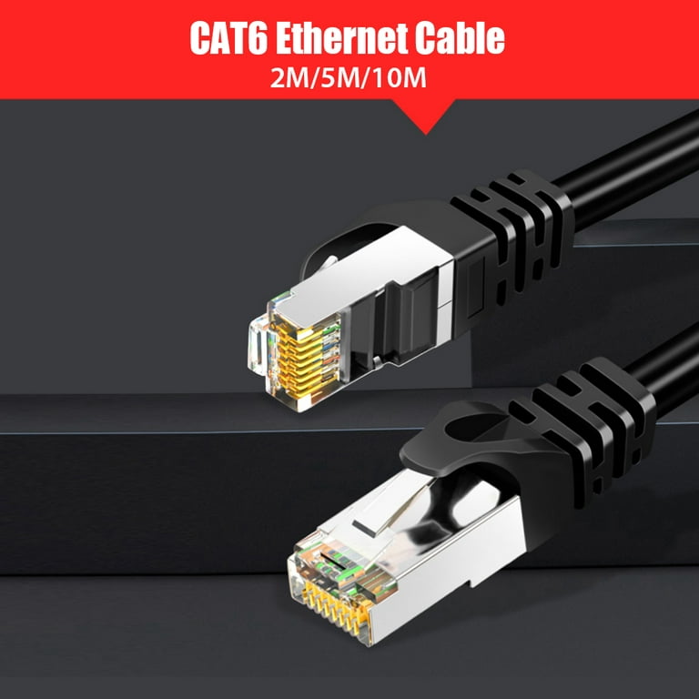 CAT6 2m/5m/10m Ethernet Cable Gigabit Network Patch Cord Gold Plated RJ45  Ultrafine Patch Network Cable for Computer Router TVBox Networking Cable  Adapter Black 