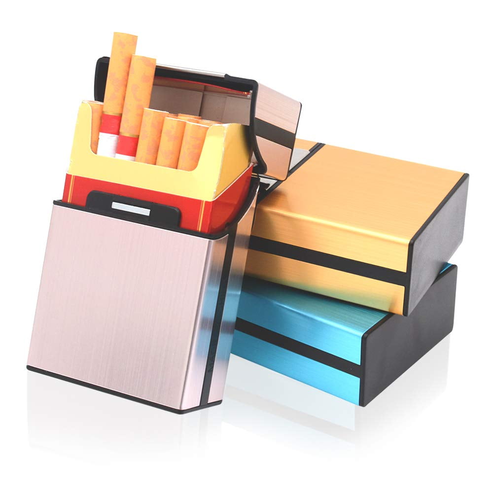 LAICAIW 3 Pcs Métal Boîte à Cigarettes Titulaire (20 Capacités), Cigare de  Cigarette Boîte de Couverture de Protection, Boîtier de Cigarette en  Aluminium Brossé, Boîte Dure avec Fermeture Magnétique Solide Flip Top (