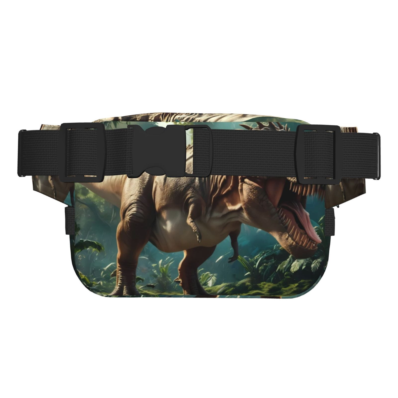 Picia Green Forest Dinosaur Print Square Double-Layer Waist Bag Mini Adjustable Waist Belt Bag Exercise Running Travel Hiking