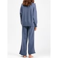 thumbnail image 3 of ZAXARRA Women Casual Sweater Set Winter Solid Color Round Neck Sweater and Wide Leg Pants Outfits Winter Outfits, 3 of 9