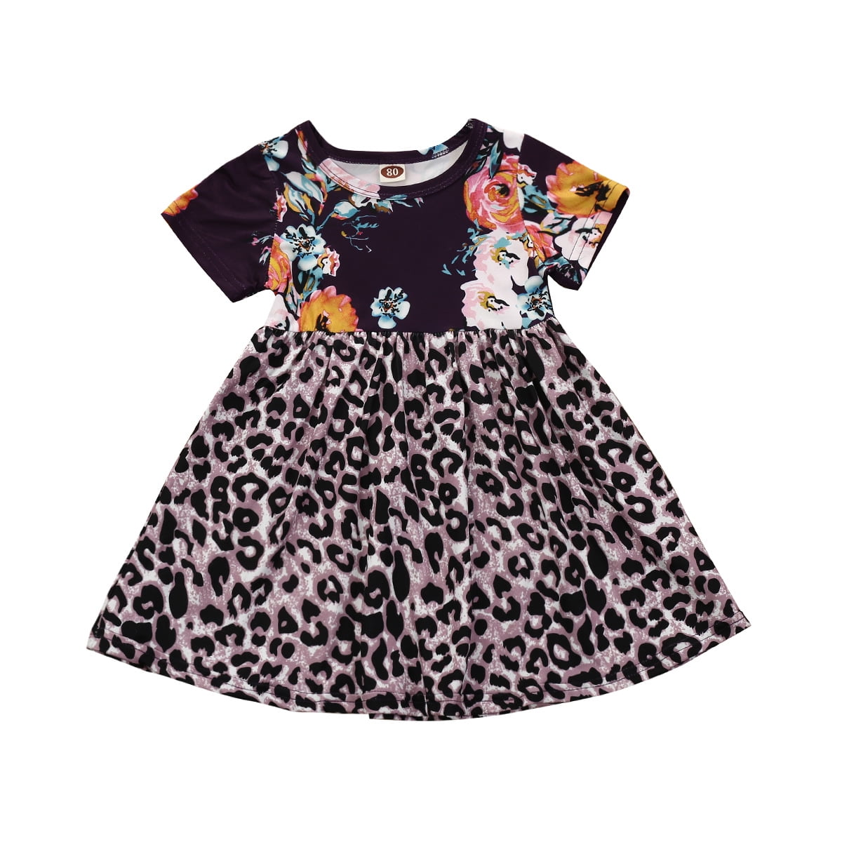 flower and leopard print dress