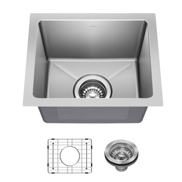 KRAUS Fairlane 15” Undermount Single Bowl 18-Gauge Stainless Steel Kitchen Bar Sink
