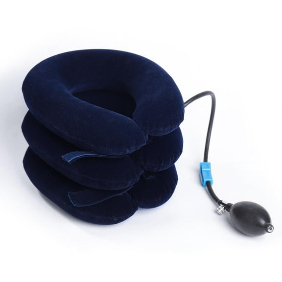 Cervical Neck Traction Device,Adjustable Inflatable Neck Brace,Neck Stretcher and Neck Support,for Home Use Neck Decompression Device (Blue,Single Tube)
