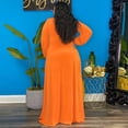 thumbnail image 3 of AURA Women Plus Size Fall Maxi Dress Long Sleeve V Neck Solid Color Casual Street Dress, 3 of 4