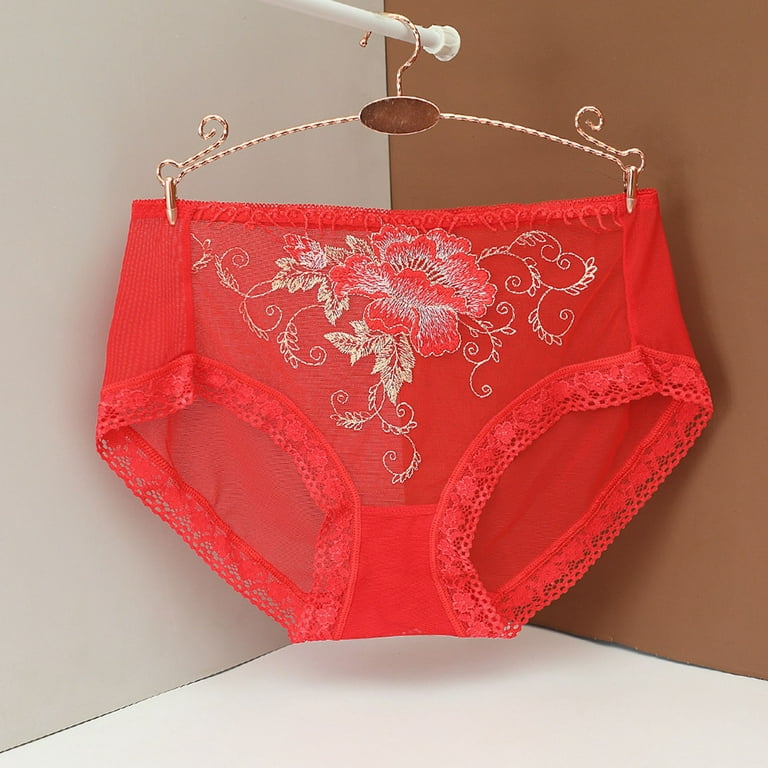 eczipvz Seamless Underwear for Women Women's High Waisted Cotton Underwear  Soft Breathable Panties Stretch Briefs Seamless Ladies Panties Red,L 
