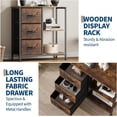 thumbnail image 5 of Rustic 3 Fabric File Cabinet and Printer Stand – Open Storage Shelf & Multi-Purpose End Table – Sturdy Steel Frame – Under Desk Organizer – Wood Color, 5 of 7