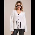 thumbnail image 4 of Cárdigan de Punto Grueso para Mujer, Larga, Cuello en V, Botones y Bolsillo, para Otoño e Invierno. L, 4 of 10