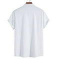 thumbnail image 4 of Sopiago Men Button Down Shirt Short Sleeve Casual Linen Shirts for Men Beach Summer Wedding Shirt White,M, 4 of 4