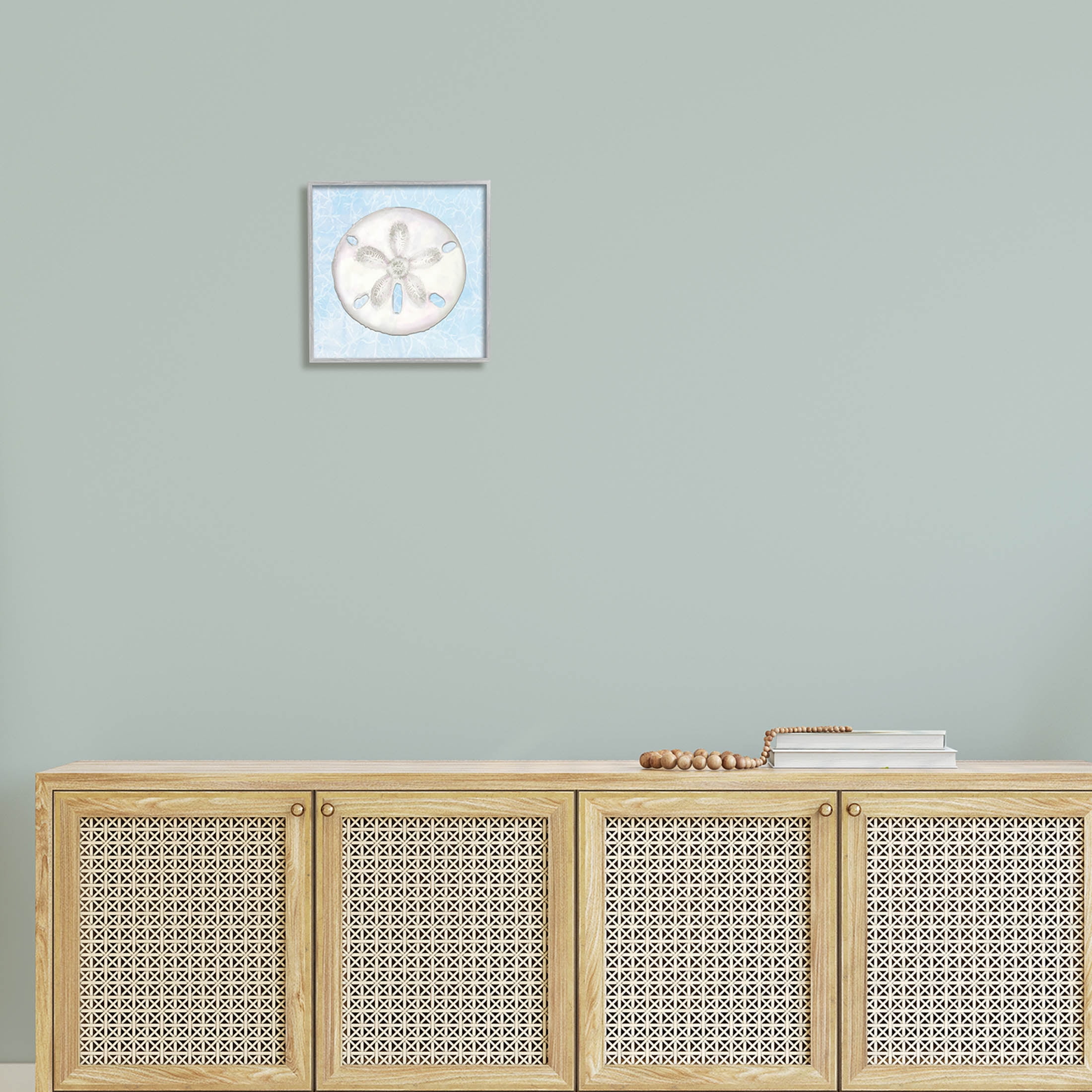 Sand Dollar Aquatic Waves Pattern Animals & Insects Graphic Art Gray Framed Art Print Wall Art