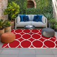 thumbnail image 2 of Red Abstract Outdoor Rug for Patio/Deck/Porch, Non-Slip Large Area Rug 4 x 6 Ft, Modern White Geometric Twisted Art Indoor Outdoor Rugs Washable Area Rugs, Reversible Camping Rug Carpet Runner, 2 of 8