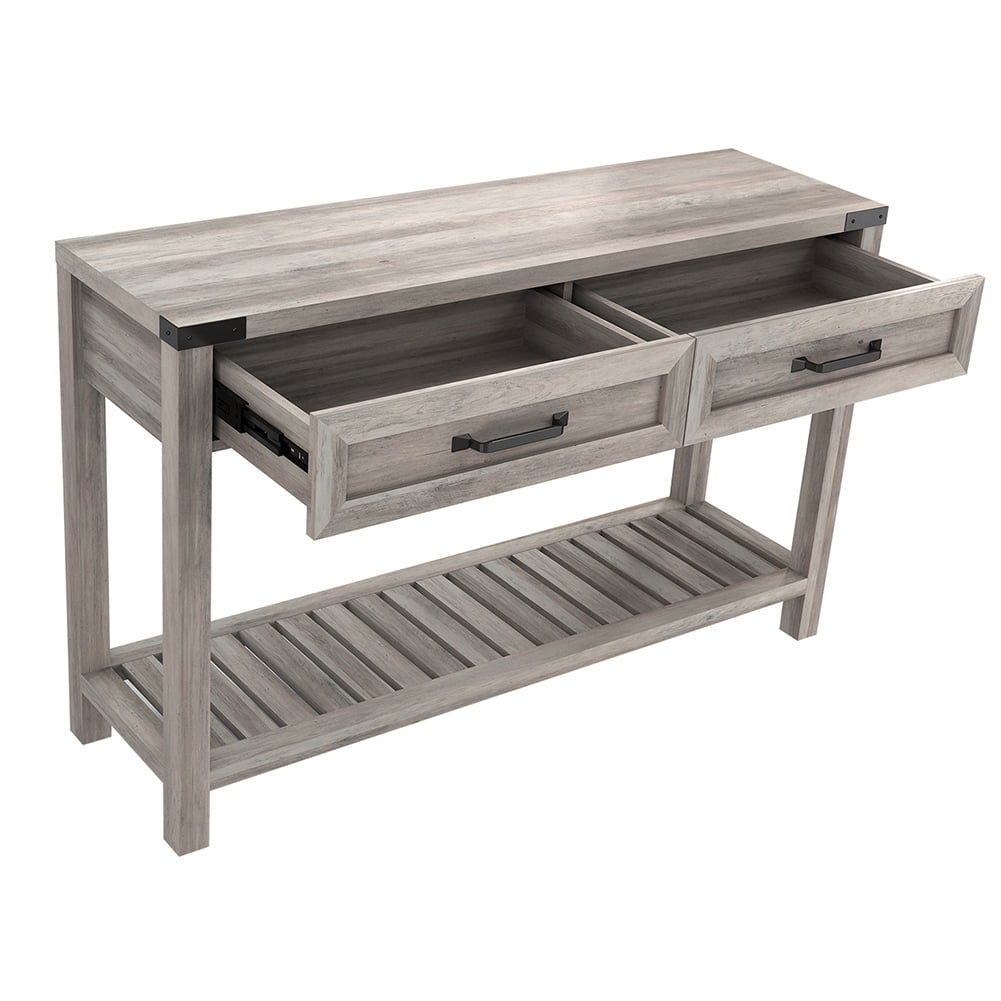 Kadyn 47 Inch Wide Console Table, Particle Boards Compact Console Table with Drawers and Shelf, Entry Sofa Table for Living Room, Gray Kadyn 47 Inch Wide Console Table, Particle Boards Compact Console Table with Drawers and Shelf, Entry Sofa Table for Living Room, Gray