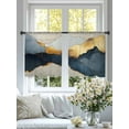 thumbnail image 4 of Abstract Impressionist Style Sheer Curtains for Living Room Bedroom, Light-filtering Sheer Curtain, Navy Blue Gold Color Block LigRod Pocket Voile Window Treatment Drapes, 52’’Wx54’’L, 2 Panels Set, 4 of 7