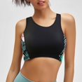 thumbnail image 2 of XIAONU Womens Side Floral Print Swimsuit Sleeveless Crew Bikini Top Smooth Tropical Pool Swimsuits, 2 of 4