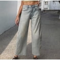 thumbnail image 2 of FRSASU Women's Wide Leg Jeans Casual High Waisted Stretchy Baggy Loose Long Trouser Jeans with Pockets Light Blue, 2 of 6