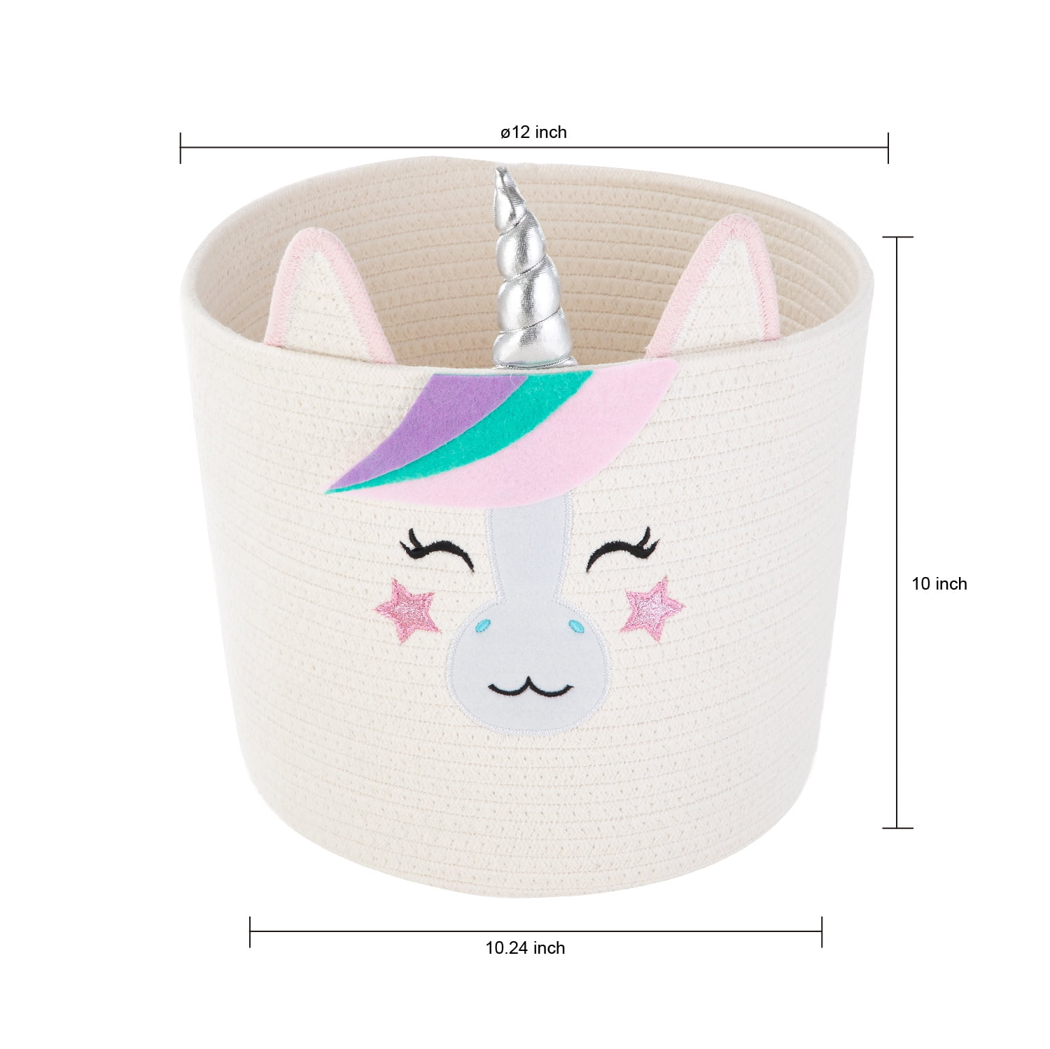 Your Zone Kids Unicorn Cotton Rope Round Storage Bin, 12 in x 12 in x 10 in