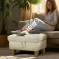 thumbnail image 5 of WRTEYEUI Ottoman Rectangular Storage Ottoman Bench, Faux Leather Footrest, Coffee Table, Stool Footstool with Hinged Lid for Living Room, Bedroom, Entryway, Off-White, 28.5"x19"x17.5", 5 of 8