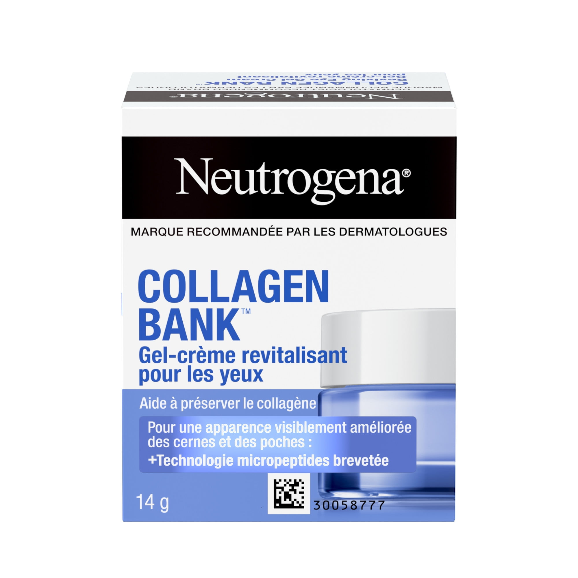 Gel-crème régénérant pour les yeux Neutrogena Collagen Bank, hydratant non parfumé pour la zone sous les yeux qui aide à préserver le collagène, améliore visiblement les cernes et les poches, niacinam 14 g